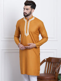 SOJANYA Mandarin Collar Thread Work Pure Cotton Straight Kurta