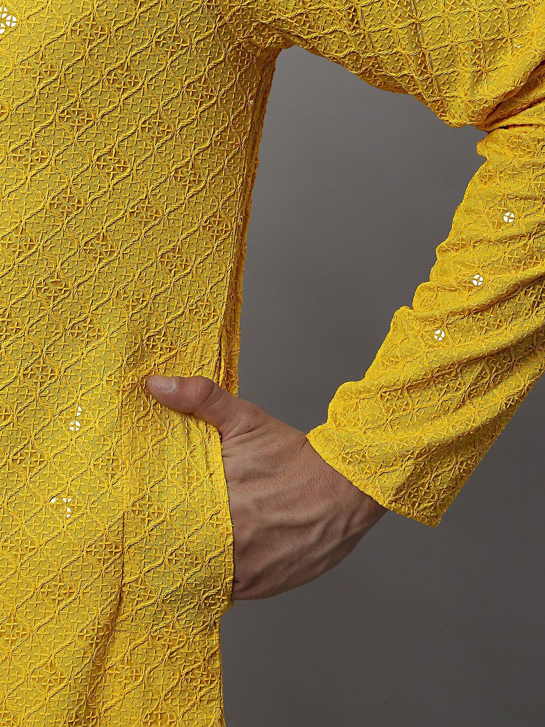 Jompers Geometric Chikankari Embroidered Kurta With Pyjamas