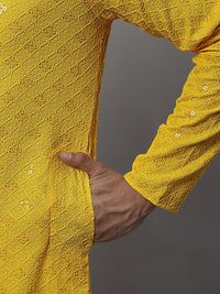 Jompers Geometric Chikankari Embroidered Kurta With Pyjamas