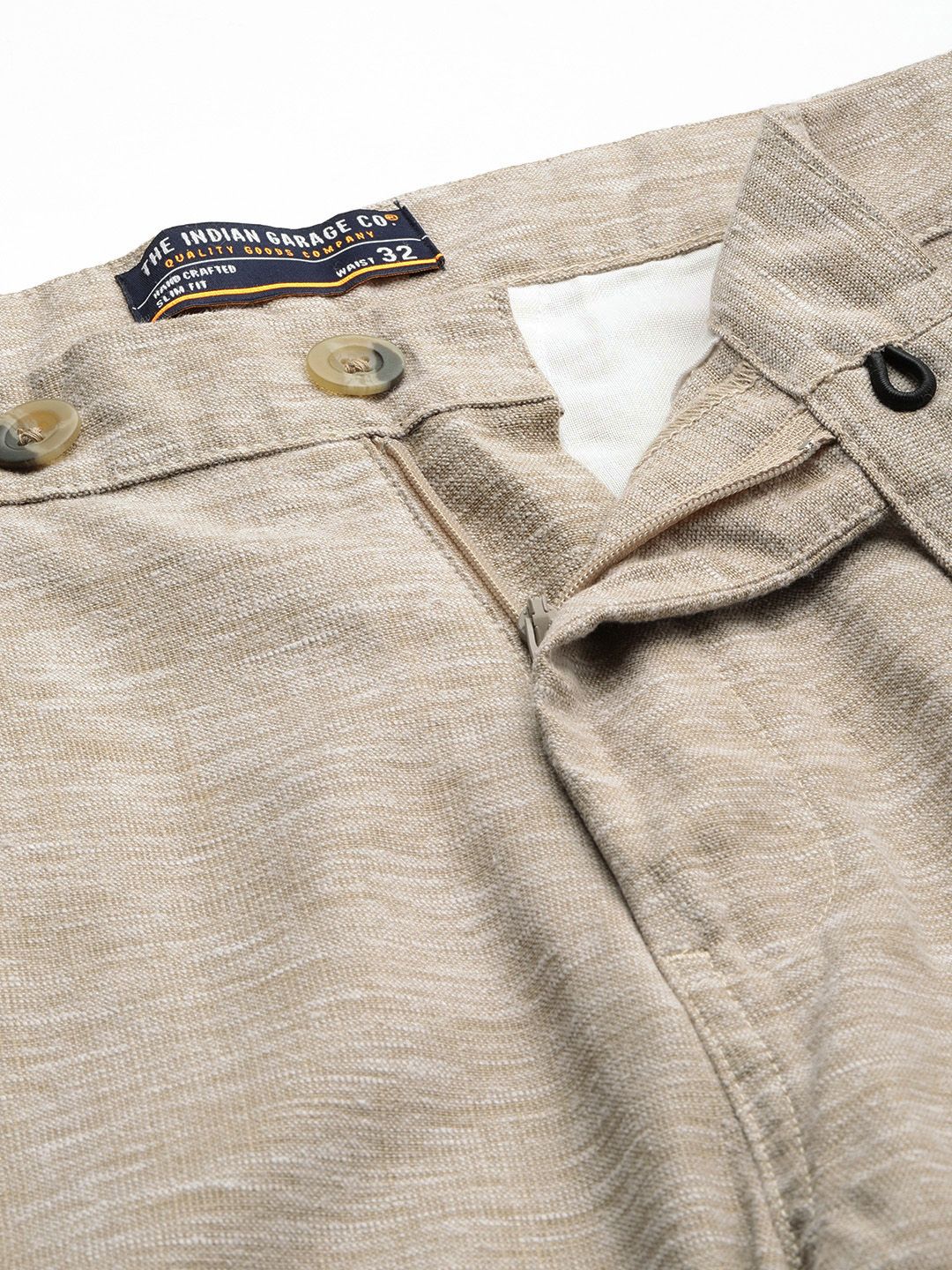 The Indian Garage Co Men Textured Slim Fit Trousers
