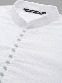 See Designs Men White Pure Cotton Chikankari Embroidered Straight Kurta