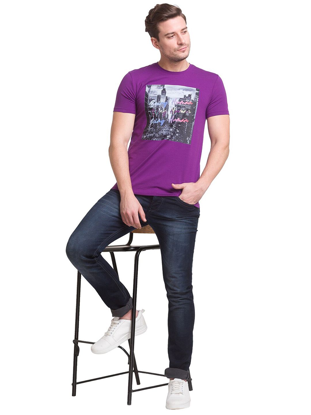 Being Human Men Violet Printed T-shirt