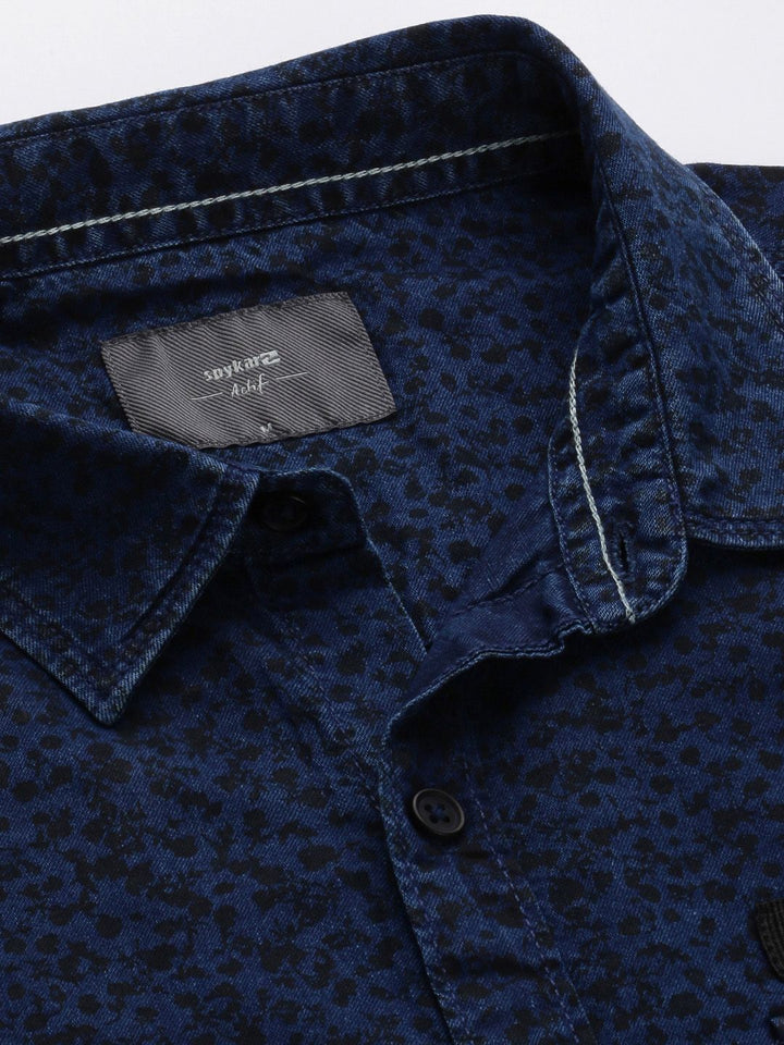 SPYKAR Men Pure Cotton Slim Fit Micro Ditsy Floral Printed Casual Shirt