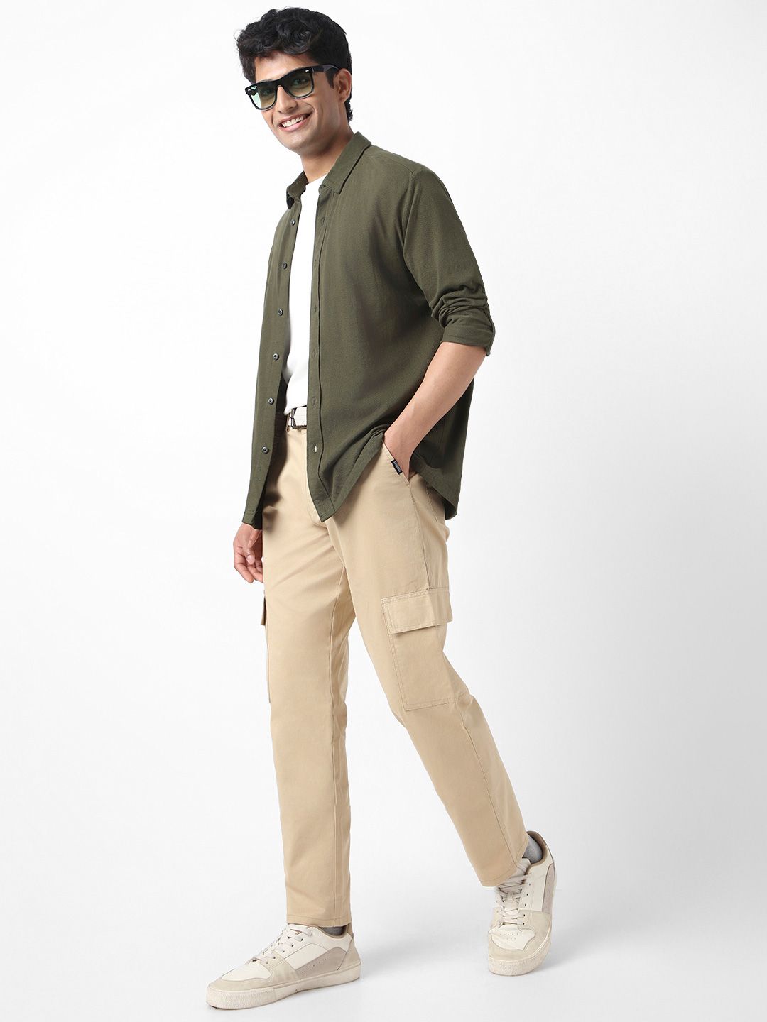 Urbano Fashion Men Regular Fit Solid Cargo Chino Pant with 6 Pockets Stretchable