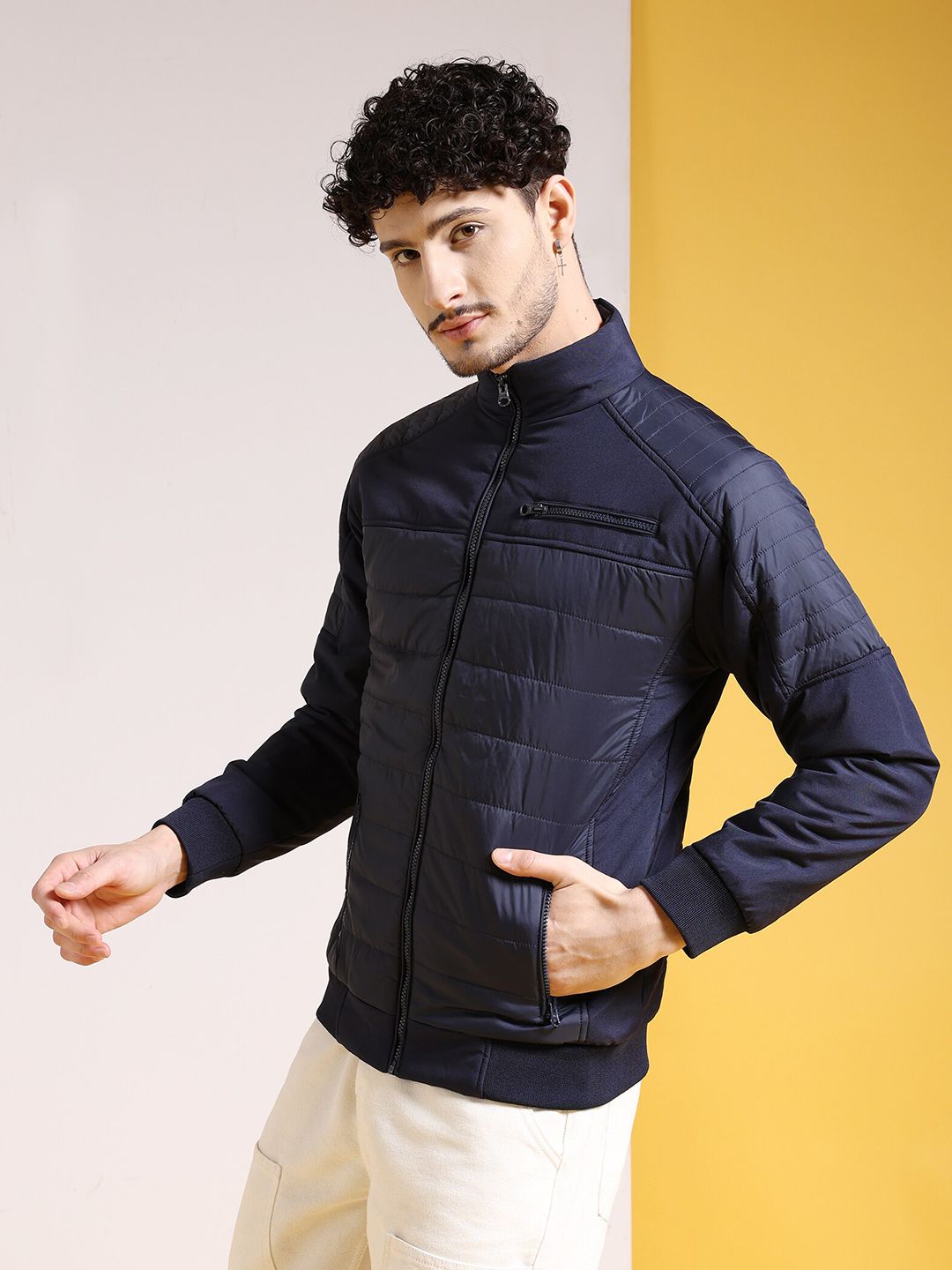 The Indian Garage Co Navy Blue Lightweight Padded Jacket