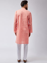 SOJANYA Men Orange & White Solid Kurta with Pyjamas