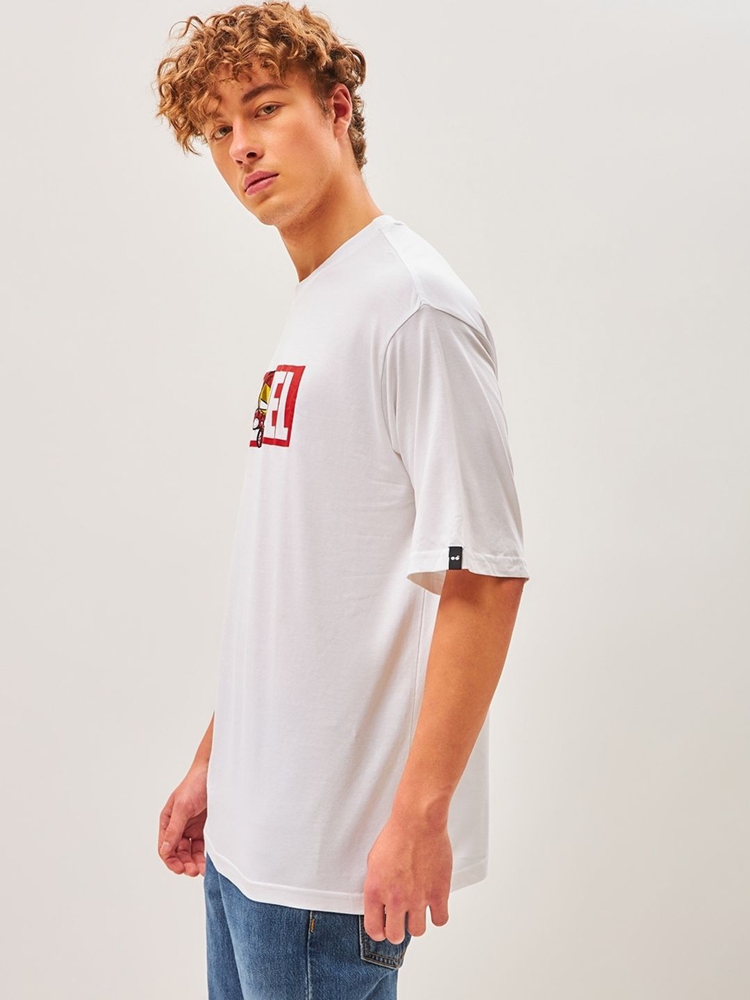 Bewakoof Men Marvel Ironman Typography Oversized Cotton T-shirt