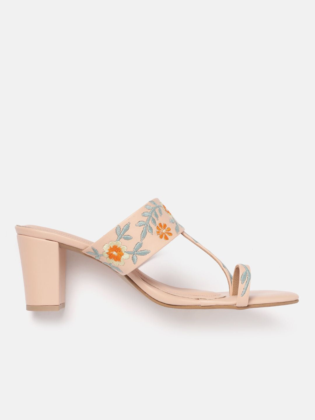 House of Pataudi Floral Embroidered Block Heels