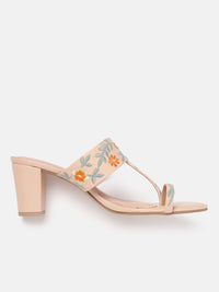 House of Pataudi Floral Embroidered Block Heels