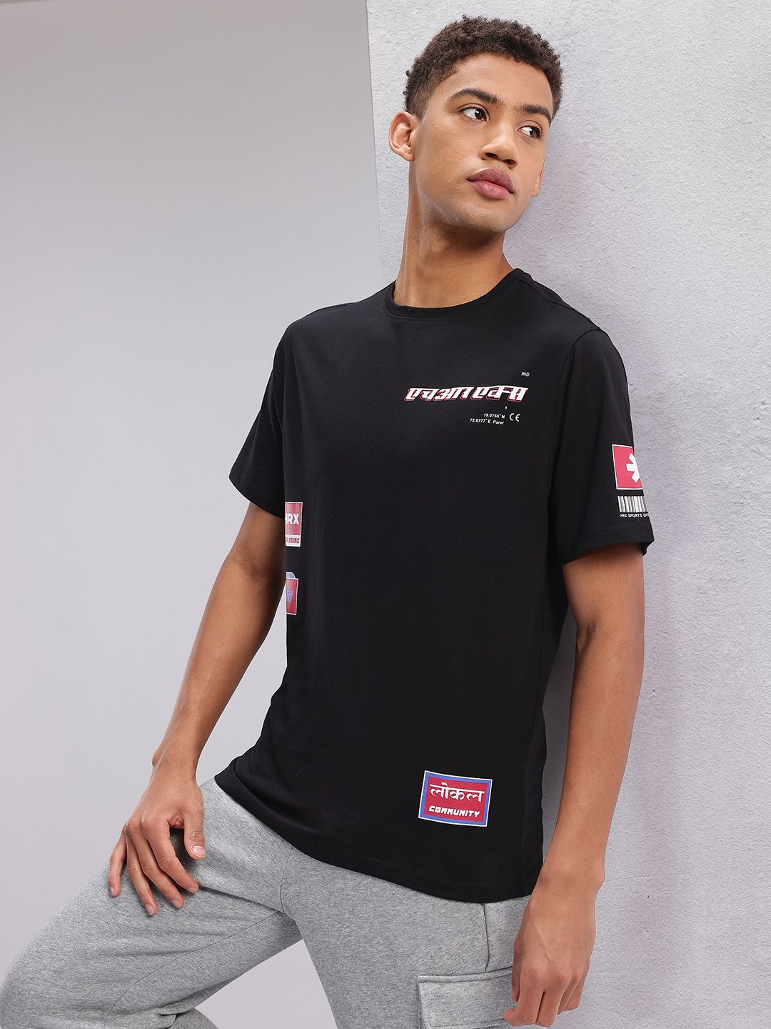 HRX by Hrithik Roshan Typography & Brand Logo Printed Lifestyle T-shirt