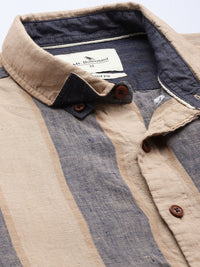 Mr Bowerbird Striped Tailored Fit Opaque Linen Casual Shirt