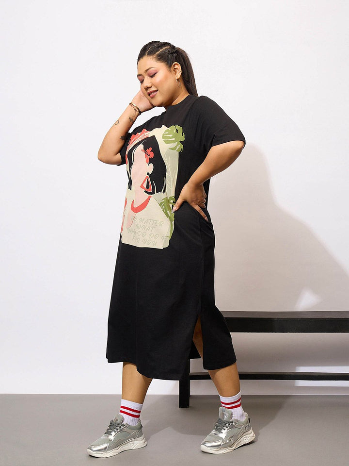 Sassafras Curve Plus Saiz Grafik Bercetak Kapas T Shirt