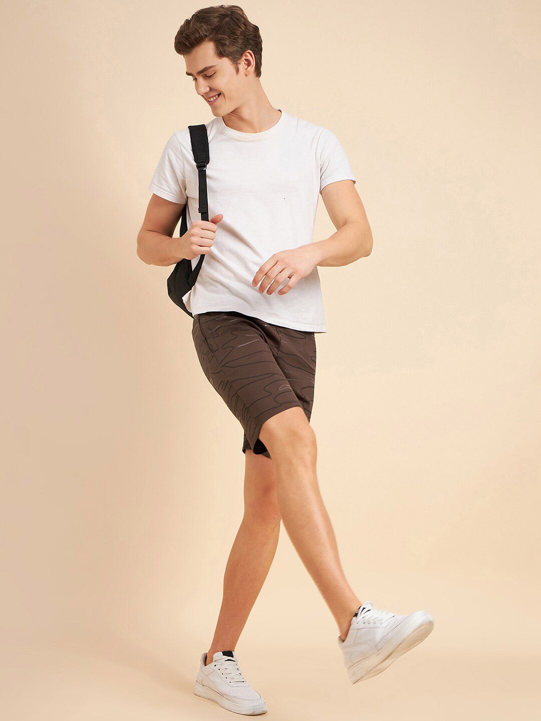Sweet Dreams Men Brown & Black Mid Rise Abstract Printed Shorts