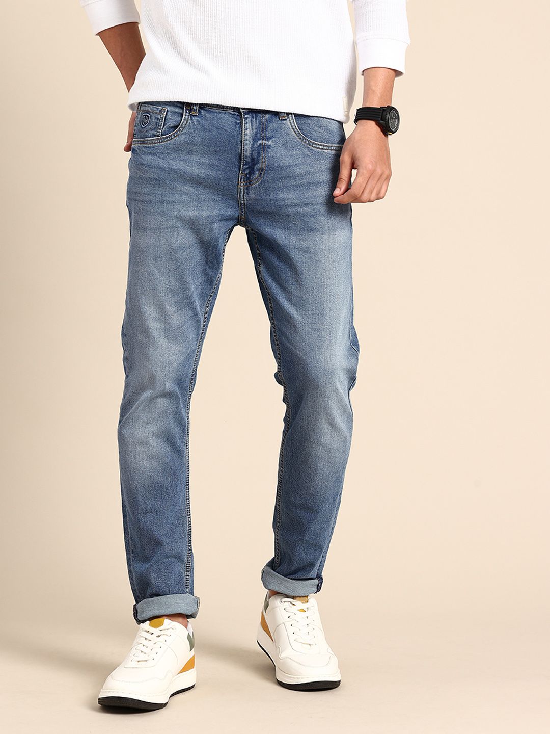 Being Human Men Slim Fit Heavy Fade Stretchable Jeans