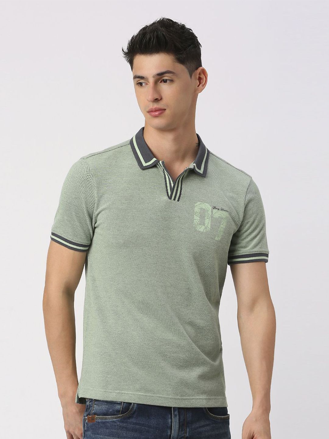 Being Human Men Polo Collar Solid T-shirt