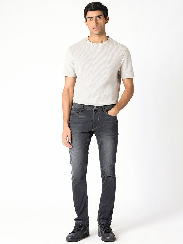 RARE RABBIT Men Hawkins Slim Fit Mid-Rise Cotton Jeans