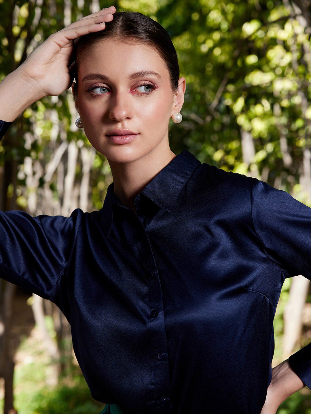 WORK IT by STREET 9 Comfort Fit Satin Casual Shirt