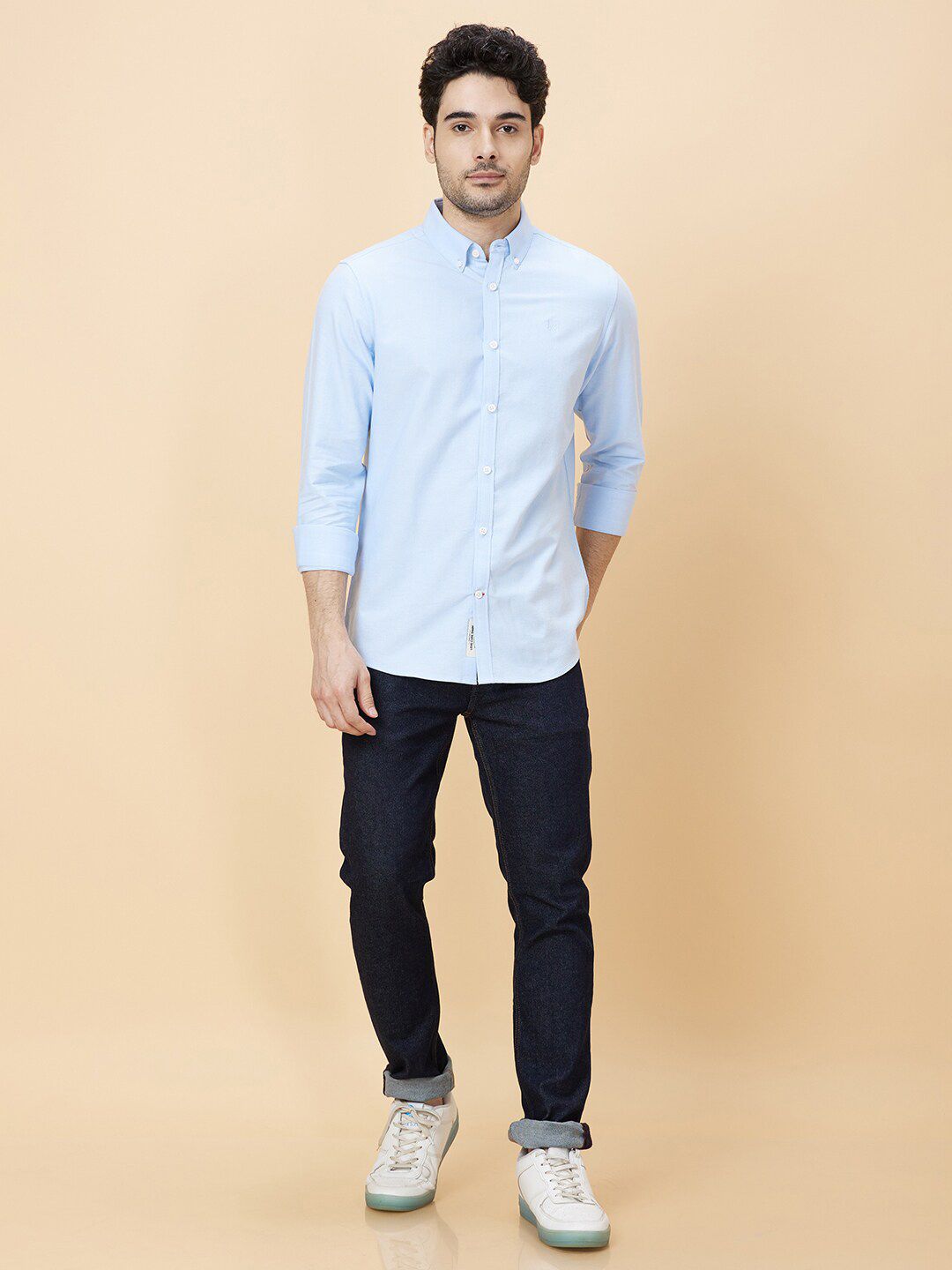 Being Human Button-Down Collar Slim Fit Opaque Cotton Casual Shirt