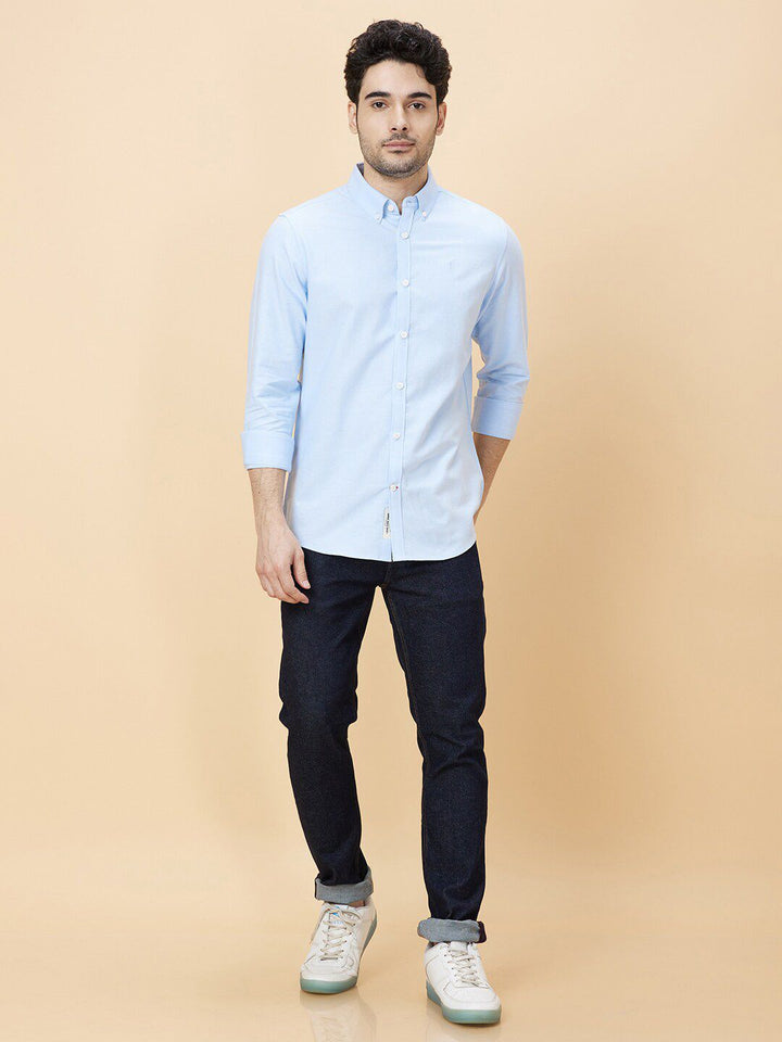Being Human Button-Down Collar Slim Fit Opaque Cotton Casual Shirt