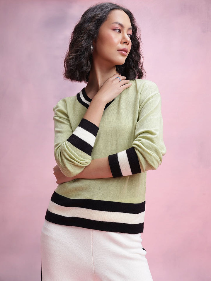 DressBerry Contrast Trims Pullover