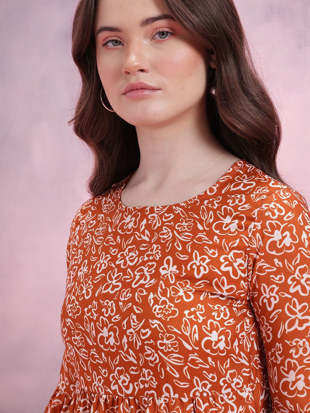 DressBerry Floral Print Bell Sleeve Empire Top