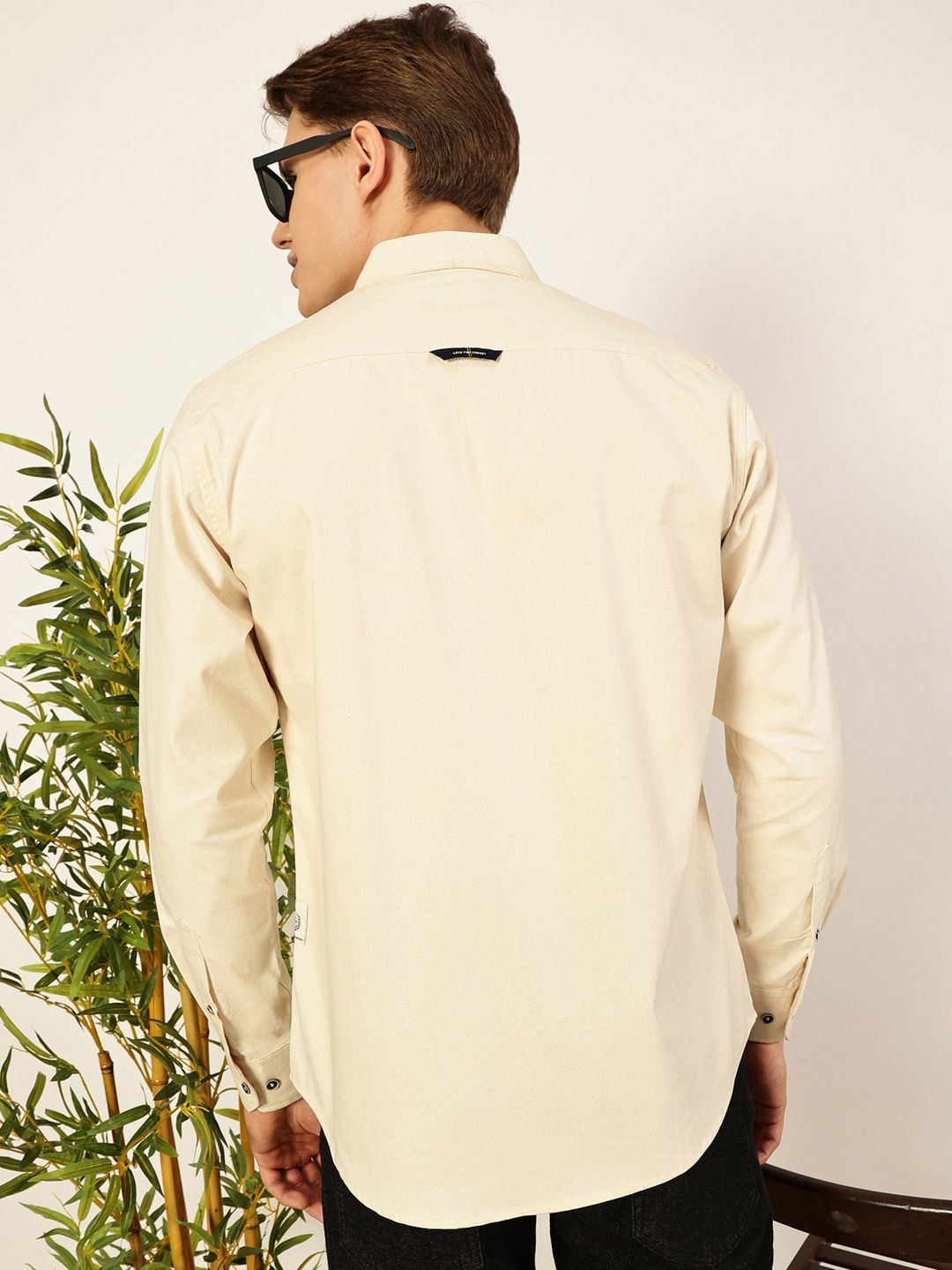 Thomas Scott Men Premium Button-Down Collar Solid Organic Cotton Slim Fit Casual Shirt
