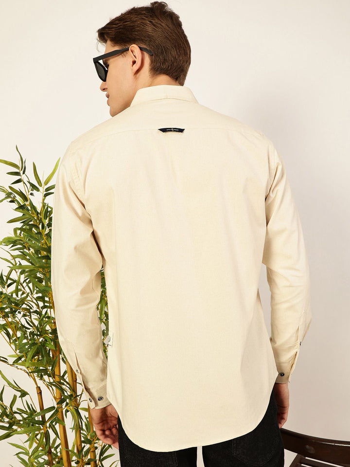 Thomas Scott Men Premium Button-Down Collar Solid Organic Cotton Slim Fit Casual Shirt