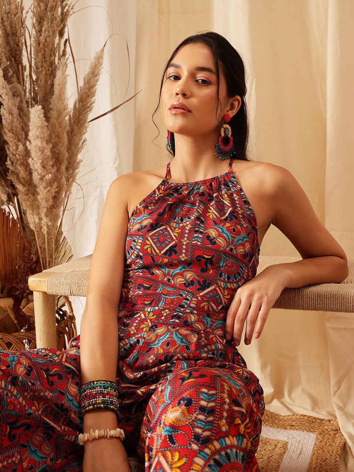 QUIERO Printed Shoulder Strap Top With Palazzo Co-Ords