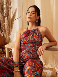 QUIERO Printed Shoulder Strap Top With Palazzo Co-Ords