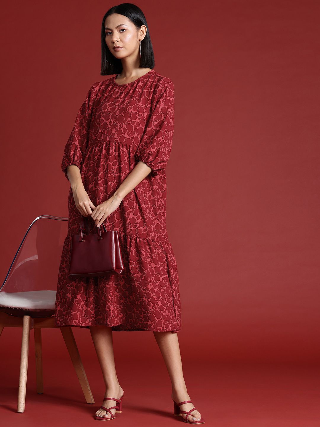 all about you Floral Print A-Line Midi Dress