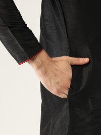 SOJANYA Lelaki Hitam Solid Kurta Lurus