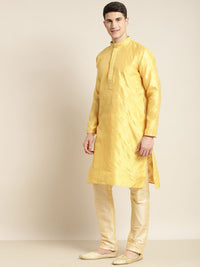 SOJANYA Kurta Motif Etnik Kuning & Emas Lelaki