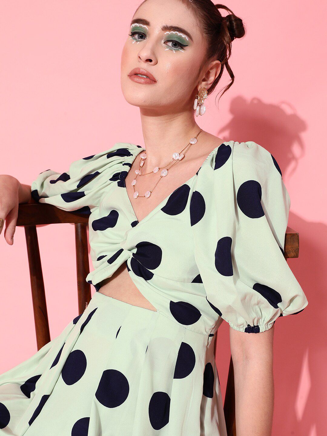 STREET 9 Women Green Polka Dotted Dress