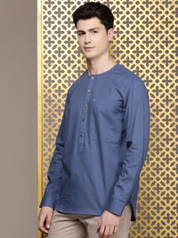 House of Pataudi Solid Round-Neck Rozana Short Kurta
