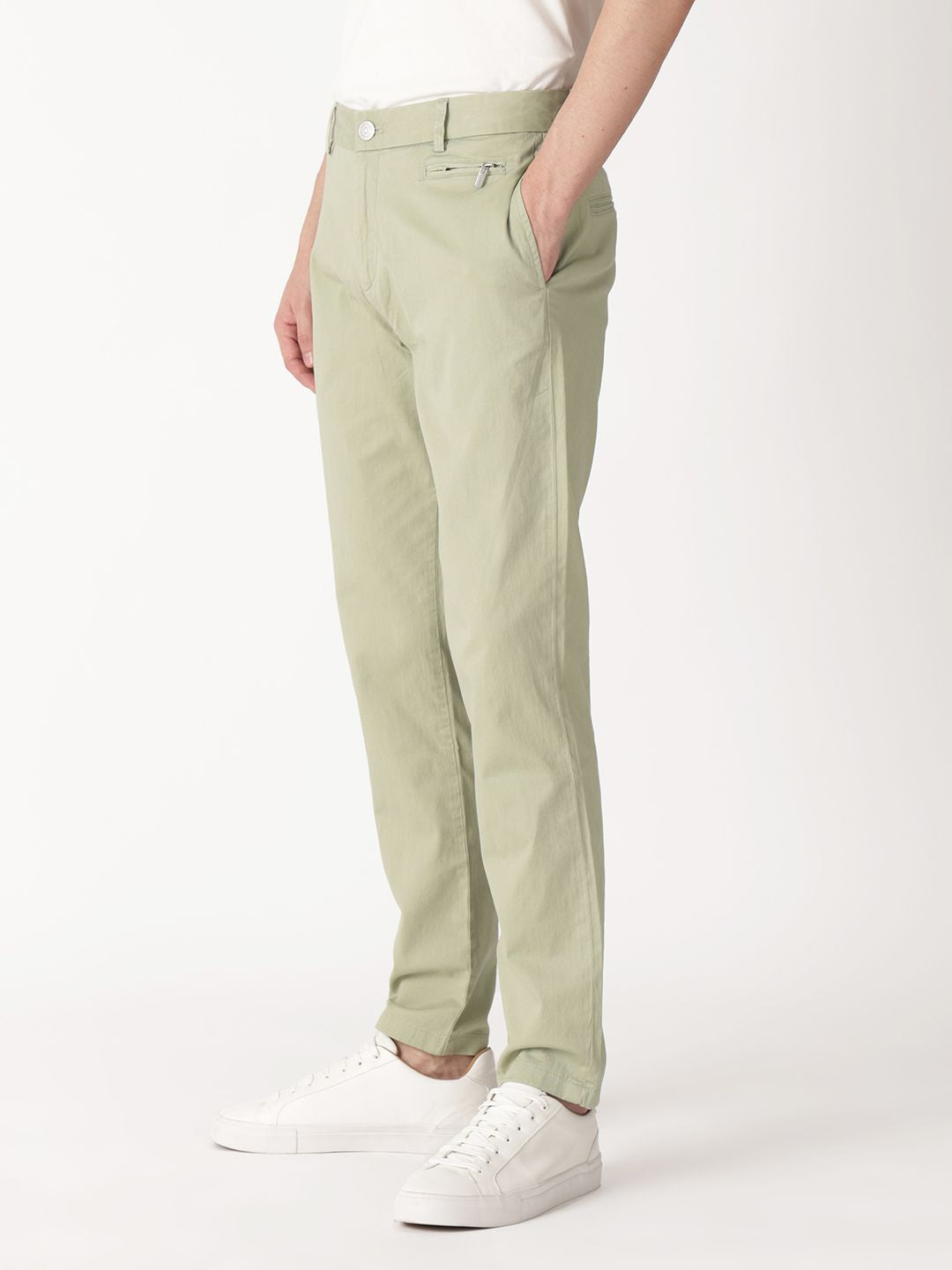 RARE RABBIT Men Clovet Cotton Slim Fit Mid-Rise Trouser