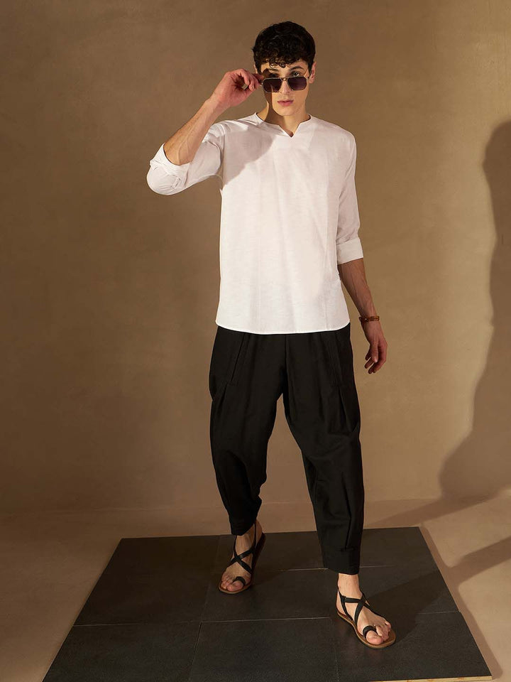 Dennison Men White Solid Kurta