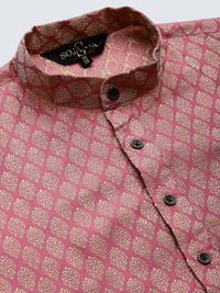 SOJANYA Kurta Rekaan Diri Lelaki Pink & Golden dengan Jaket Churidar & Nehru