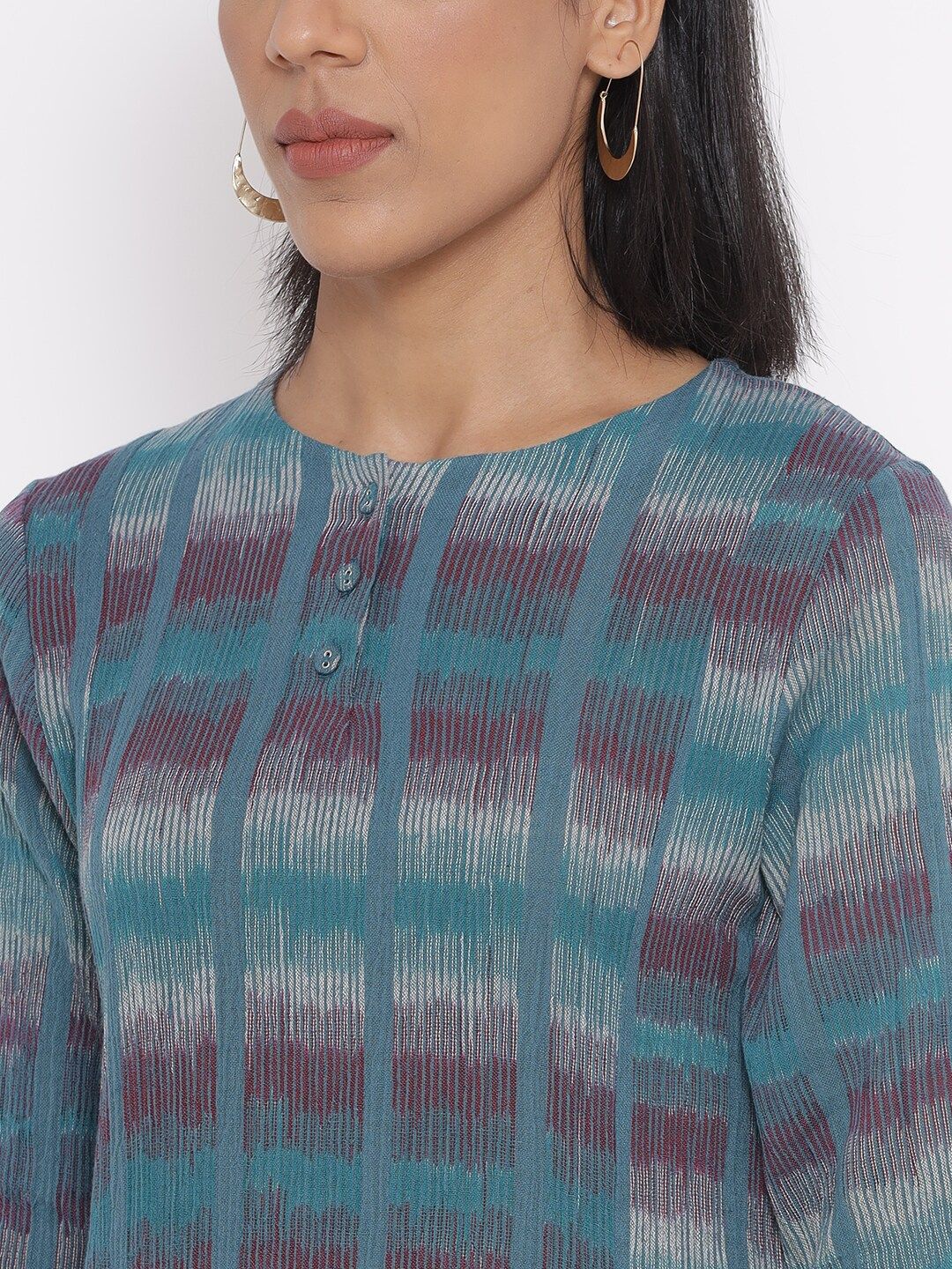 W Striped A-Line Midi Cotton Dress