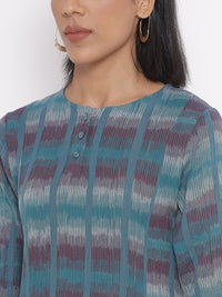 W Striped A-Line Midi Cotton Dress