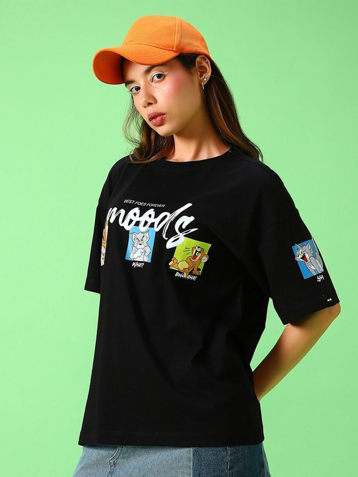 Bewakoof x Official Tom & Jerry Merchandise Friends & Feelings Print Oversized T-shirt