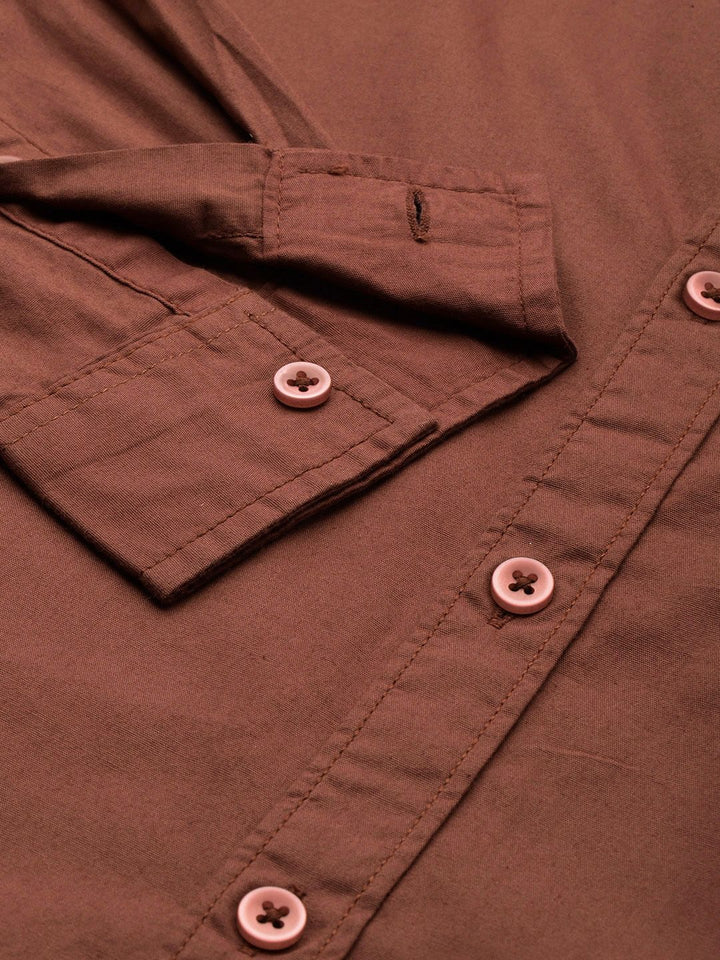 The Indian Garage Co Men Brown Solid Comfort Casual Shirt