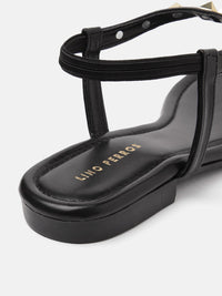 Lino Perros Women Studded T-Strap Flats