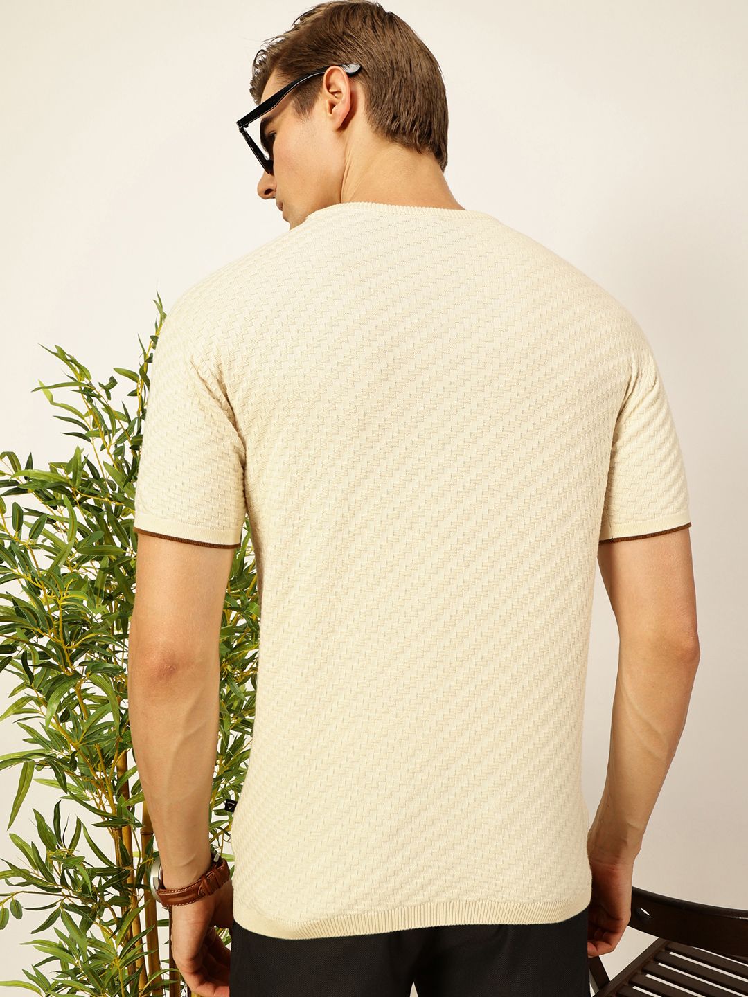 Thomas Scott Men Knit Textured Round Neck T-shirt