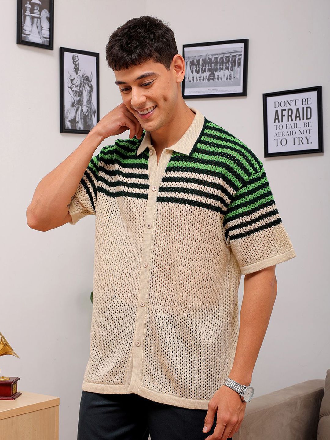 The Indian Garage Co Striped Spread Collar Relaxed Fit Shirt
