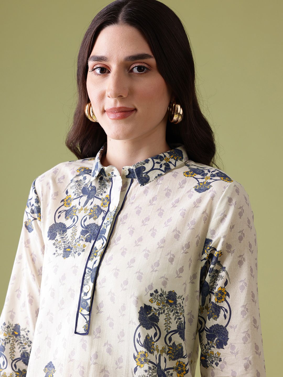 Anouk Floral Print Cotton Kurta with Palazzos