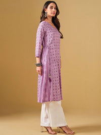 Global Desi Ethnic Motifs Printed V-Neck A-Line Kurta