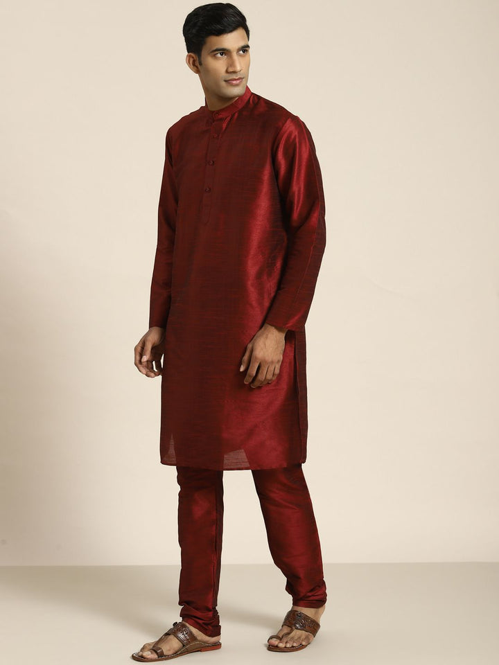 SOJANYA Men Woven Design Kurta with Churidar with Nehru Jacket