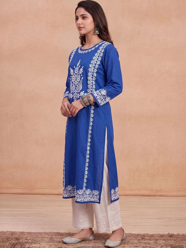 Kurta Sulam Benang Sulam Wanita Rumah Chikankari