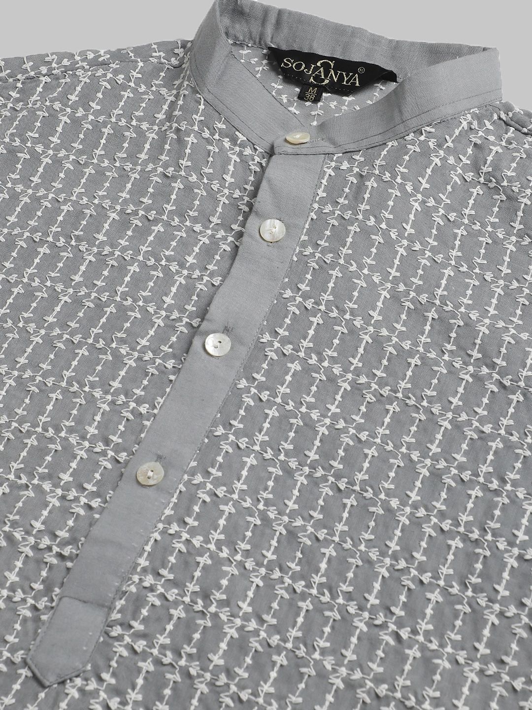 SOJANYA Floral Embroidered Pure Cotton Kurta Lurus