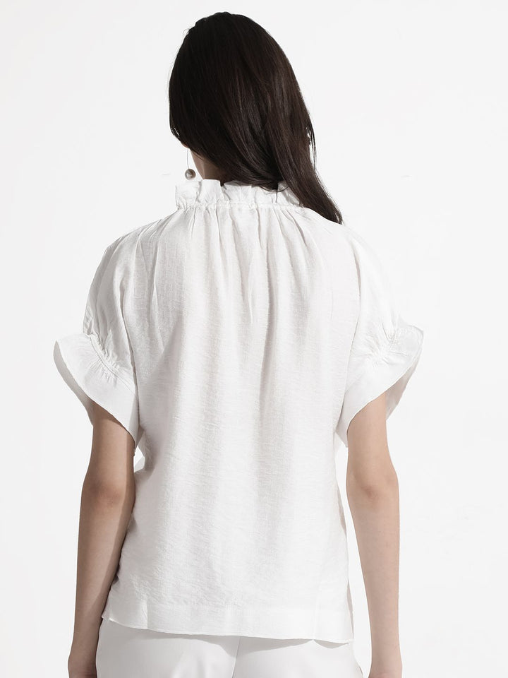 RAREISM Solid V-Neck Extended Sleeves Top